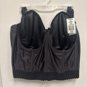 NEW Goddess Satin Smooth Cup Strapless Longline Underwire Bustier Bra 6930 Black